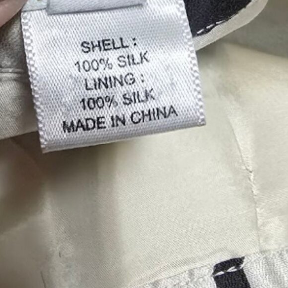 KATE SPADE Black & Cream Silk A-Line Skirt sz 4 - Picture 8 of 8